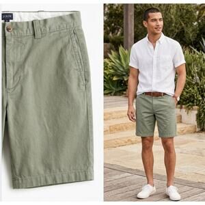 J.Crew Men's 9" Inseam Stretch Chino Shorts Olive Green Size 33